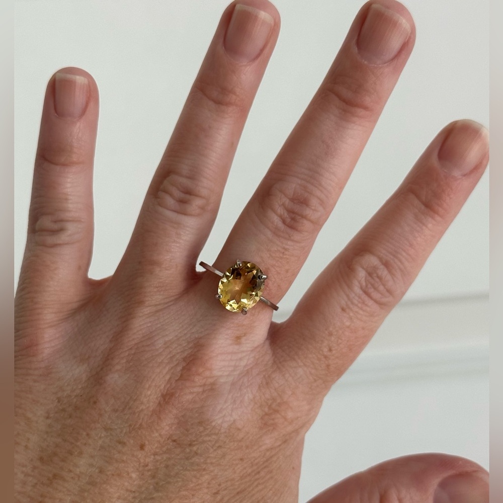 Genuine Citrine Solitaire Ring in Sterling Silver 4.80ct Citrine - ring size 10 - Picture 6 of 10